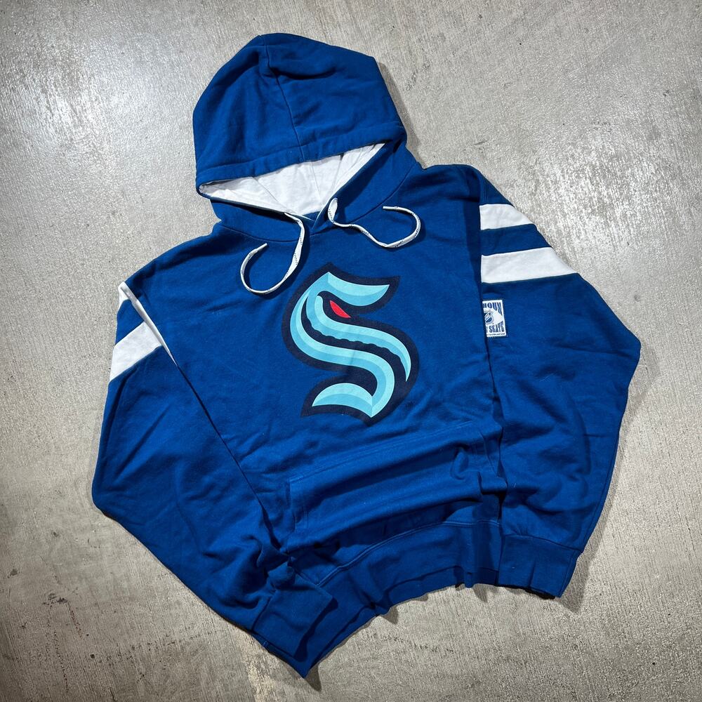 Seattle Kraken Hoodie NHL Calhoun Blue Pullover Sweatshirt Medium